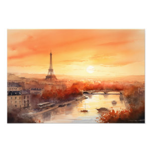 Foto Linha do horizonte de Paris ao pôr do sol