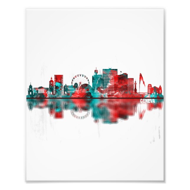 Foto Linha do Skyline da Suiça de Genebra (Frente)