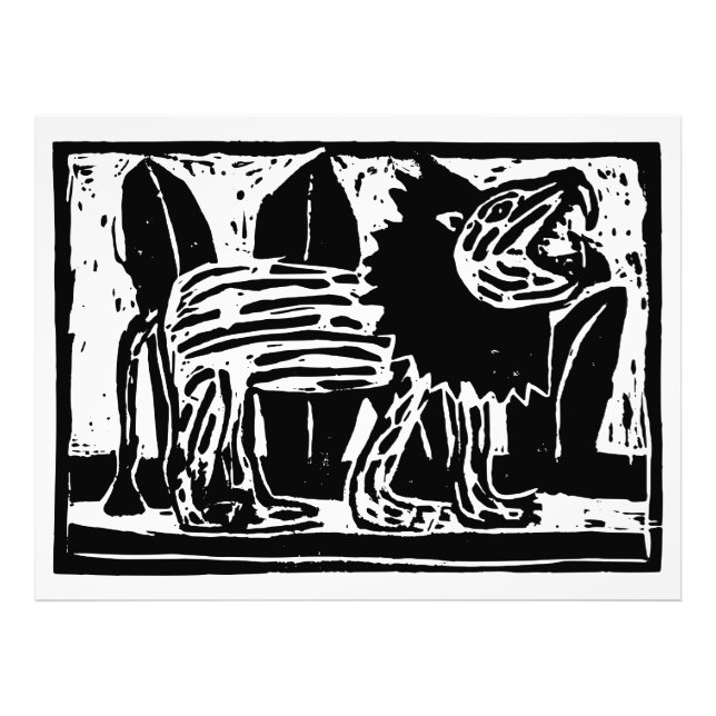 Foto Lion Lino Cortado Negro e Branco (Frente)