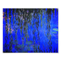 Lírios de água monet e ramificações de salgueiro