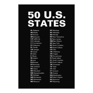 Foto Lista de Abreviações dos 50 Estados dos EUA – Mini