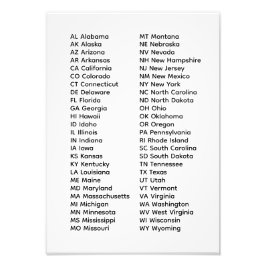 Foto Lista dos 50 Estados em Ordem Alfabética