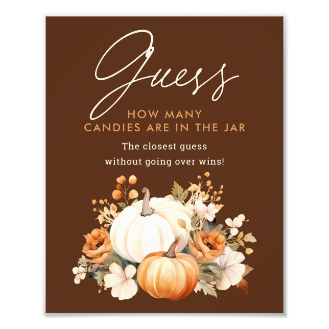 Foto Little Pumpkin Baby Shower Guessing Game Sign (Frente)