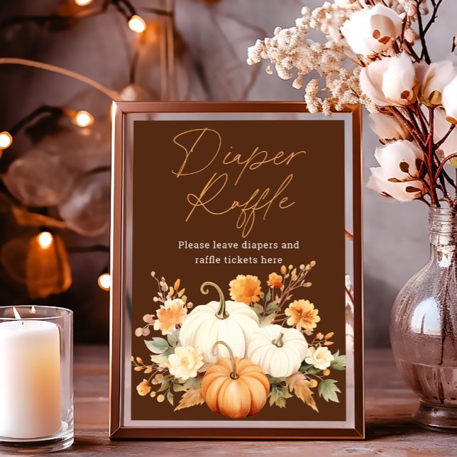 Foto Little Pumpkin Fall Diaper Raffle Baby Shower Sign (Criador carregado)