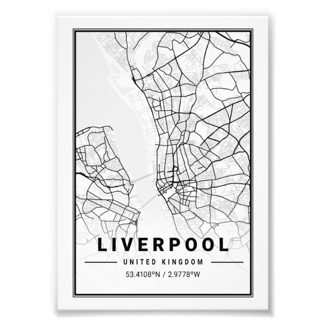 Foto Liverpool - Reino Unido Light City Map (Frente)