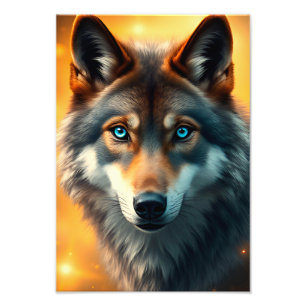 Foto Lobo Majestoso com Olhos Azuis Marcantes