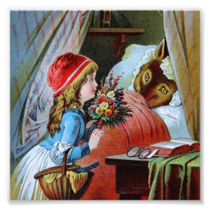 Foto Lobo na vovó cama