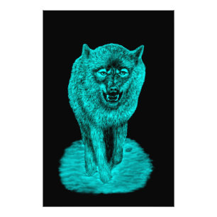 Foto Lobo Negro Zangado na Noite