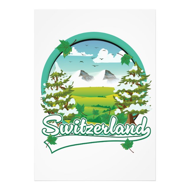 Foto logotipo de viagem retrô da Suíça (Frente)