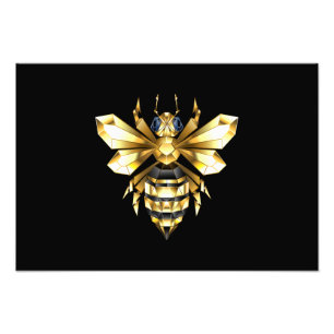 Foto Logotipo Faux Gold Foil Polygonal da Abelha em Pre
