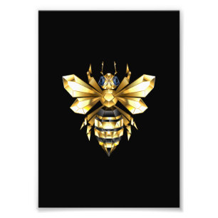 Foto Logotipo Faux Gold Foil Polygonal da Abelha em Pre