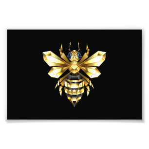 Foto Logotipo Faux Gold Foil Polygonal da Abelha em Pre