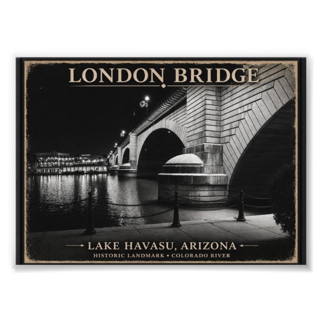 Foto London Bridge Preto e Branco Noturno (Frente)