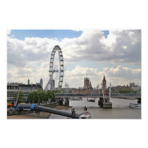 Foto London England Skyline, Big Ben, London Eye, Thame