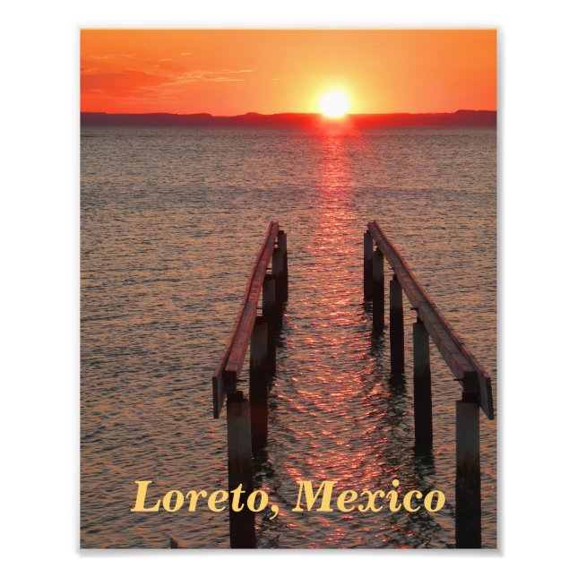 Foto Loreto Mexico Dock, Orange Sunset Sky (Frente)