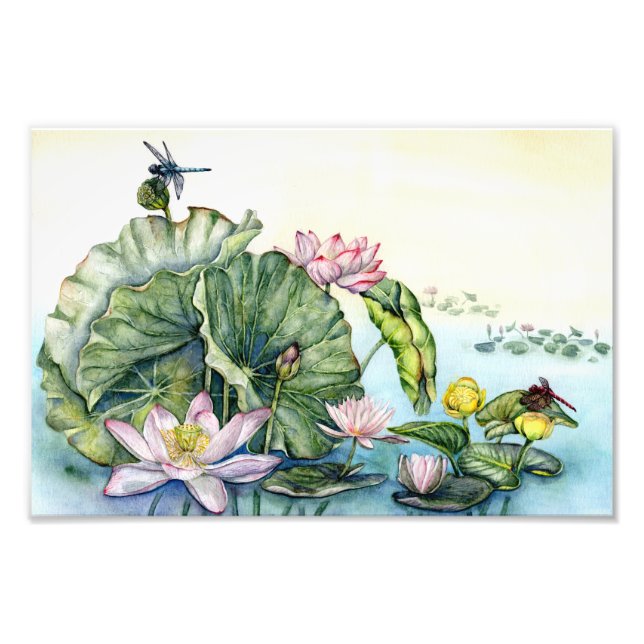 Foto Lotus Lily Art Japonês (Frente)