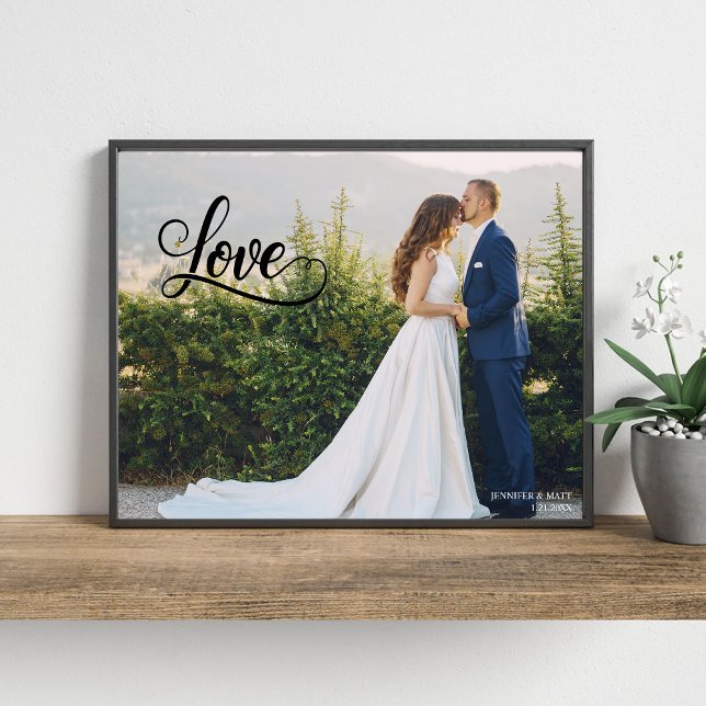 Foto Love Elegant Script Wedding Photo Wall Art (Criador carregado)