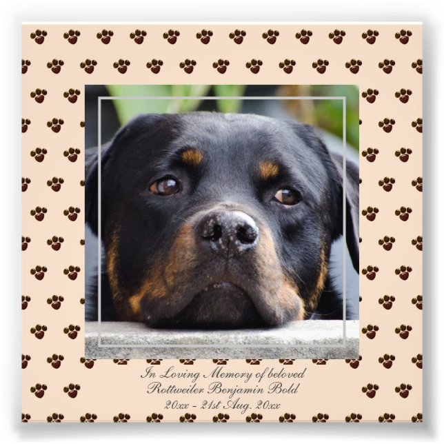 Foto Loving Memory Rottweiler PHOTO Nomeado Keepsaet (Frente)