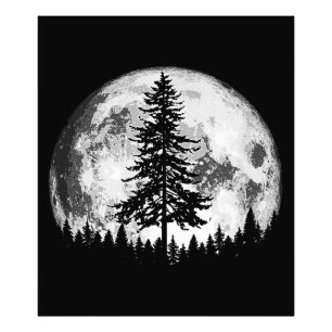 Foto Lua cheia retrorada e árvore de pinheiro minimalis