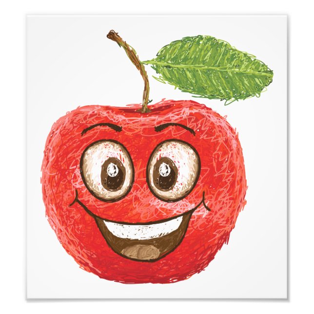 Foto maçã vermelha feliz fruta (Frente)