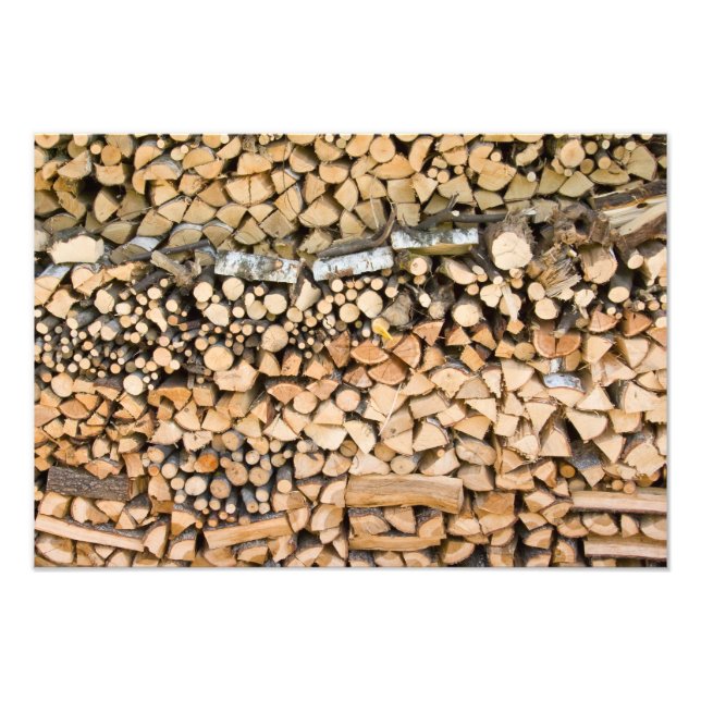 Foto Madeira cortada numa pilha (Frente)