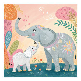 Foto Mãe e Bebê Elefante