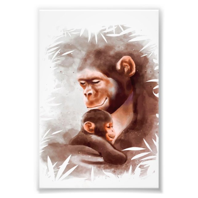 Foto Mãe E Filho, Pintura De Macaco, Aniversário Da Fam (Frente)