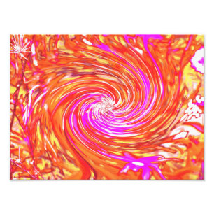 Foto Magenta Retro e Cores de Outono Floral Swirl