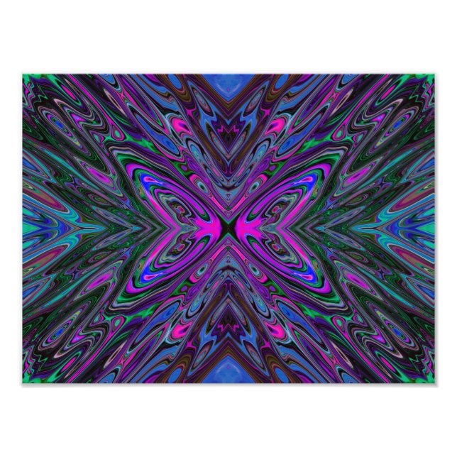 Foto Magenta Trippy, borboleta Abstrato azul e verde (Frente)