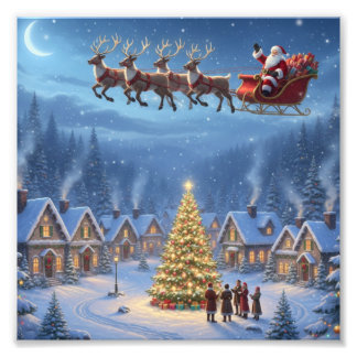 Foto Magic in the Midnight Sky-Christmas Village Print