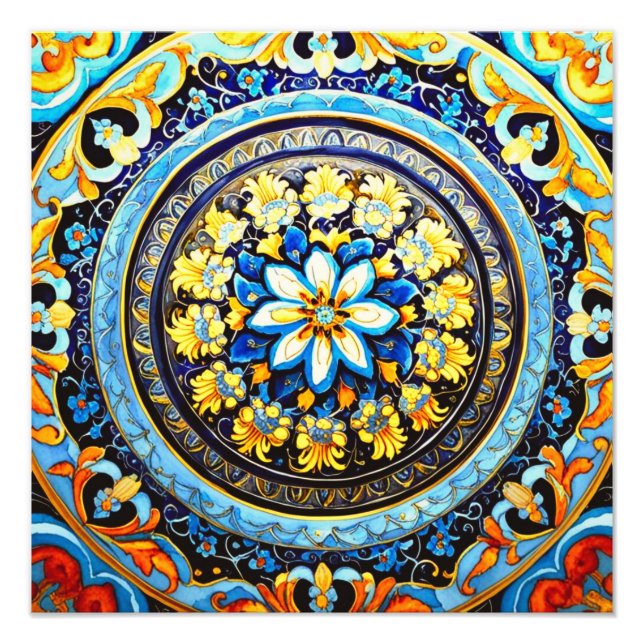 Foto Maiolica Floral espanhola italiana medieval (Frente)