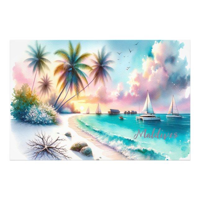 Foto Maldivas Sketch Watercolor | (Frente)