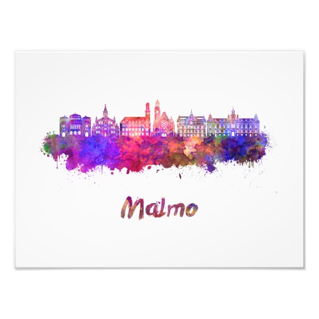 Foto Malmo skyline in watercolor (Frente)
