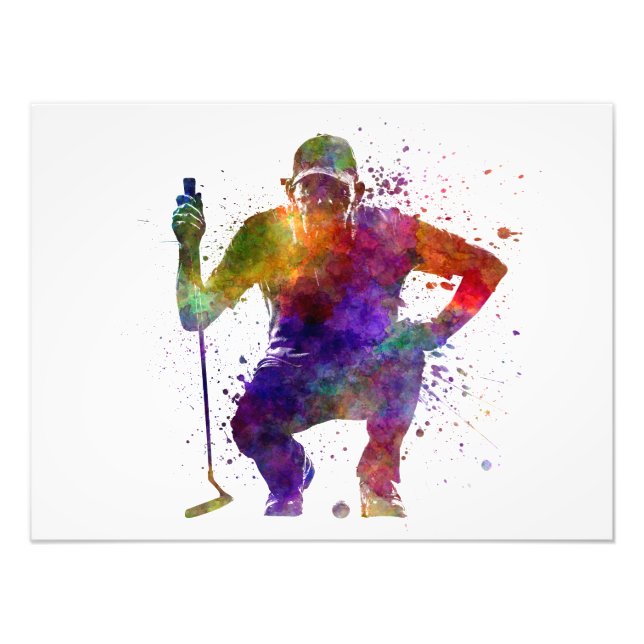 Foto man golfer crouching  silhouette (Frente)