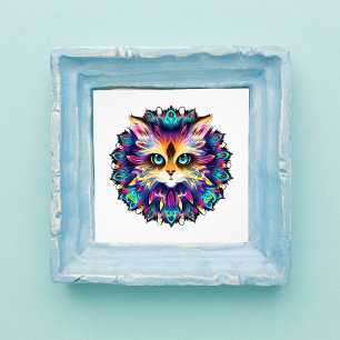 Foto Mandala com retrato de gato fofo e peludo