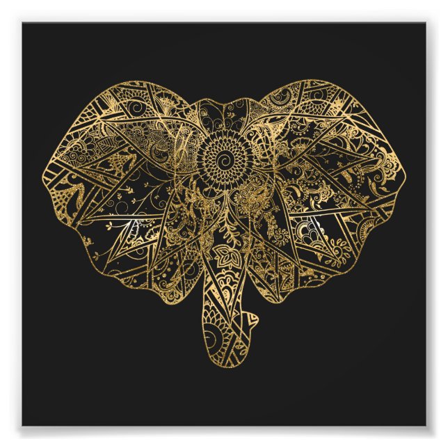 Foto Mão de Elefante Bonita desenhada Henna floral (Frente)