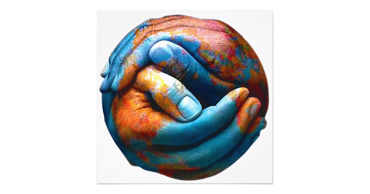 Foto Mãos Clasped que formam a paz de mundo da terra do | Zazzle Portugal