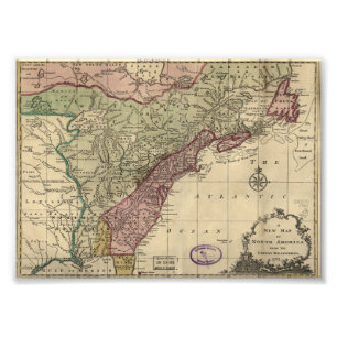 Foto Mapa antigo da América do Norte, restaurado, 1763