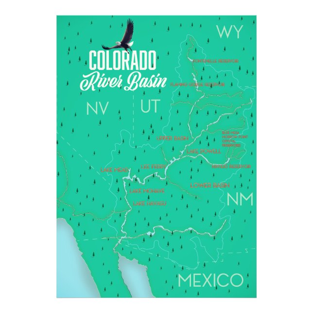 Foto mapa antigo da bacia do rio Colorado (Frente)