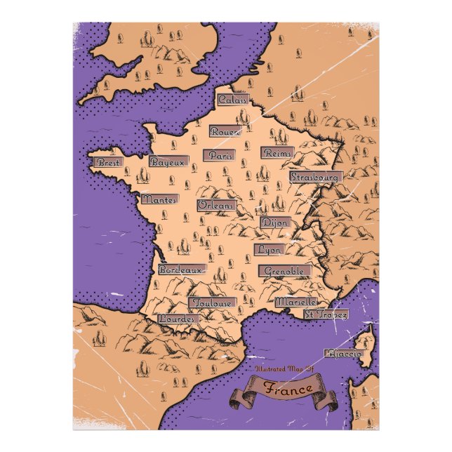 Foto Mapa Antigo da França (Frente)