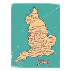 Foto Mapa Antigo dos Condados da Inglaterra