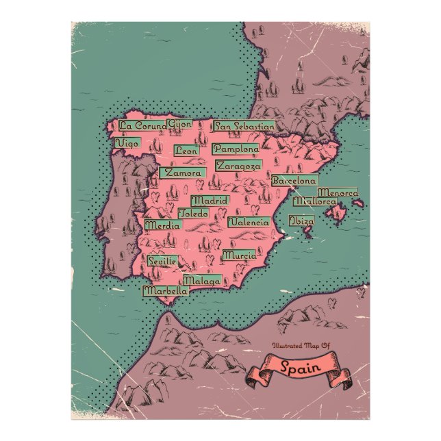 Foto Mapa antigo vintage da Espanha (Frente)