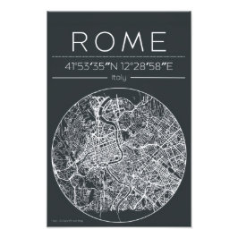 Foto Mapa Circular da Cidade de Roma Poster Minimalista
