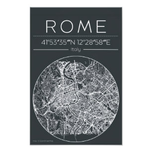 Foto Mapa Circular da Cidade de Roma Poster Minimalista