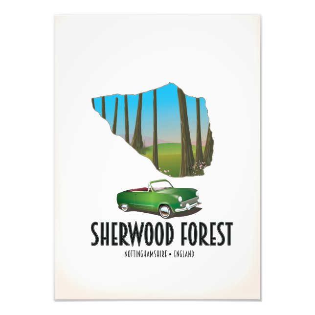 Foto Mapa da Floresta Sherwood Nottinghamshire (Frente)