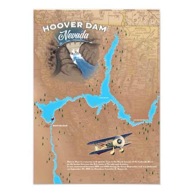 Foto Mapa da Represa Hoover Nevada (Frente)