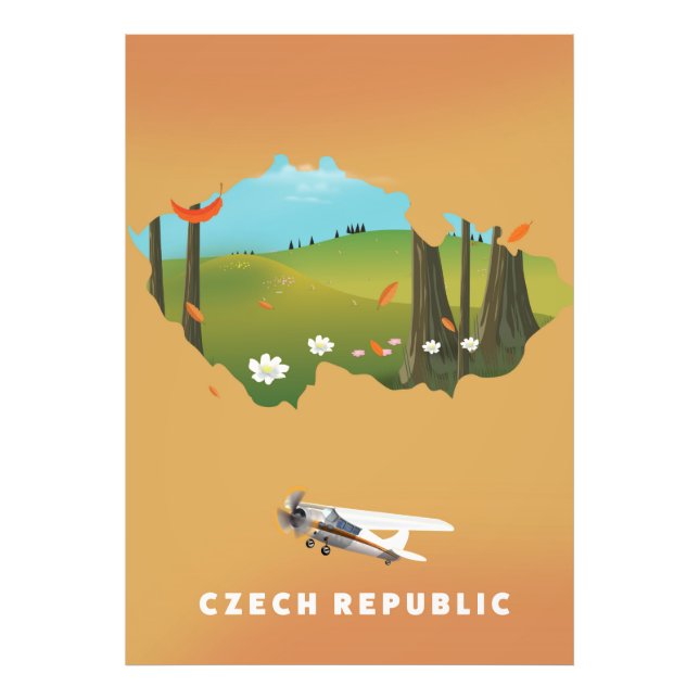 Foto Mapa da república tcheca, impressão ilustrada de p (Frente)