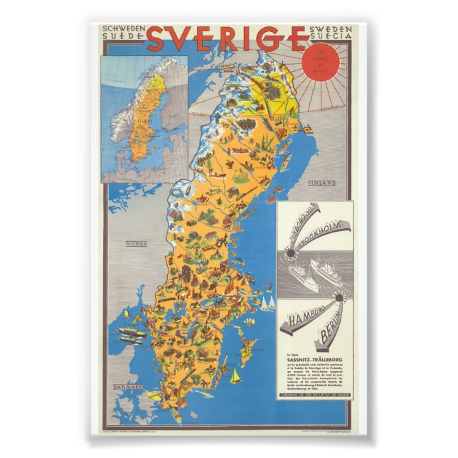 Foto Mapa da Suécia (Frente)