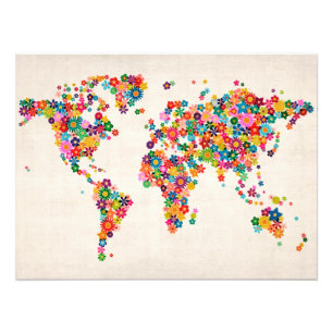 Foto Mapa das flores do mapa mundial