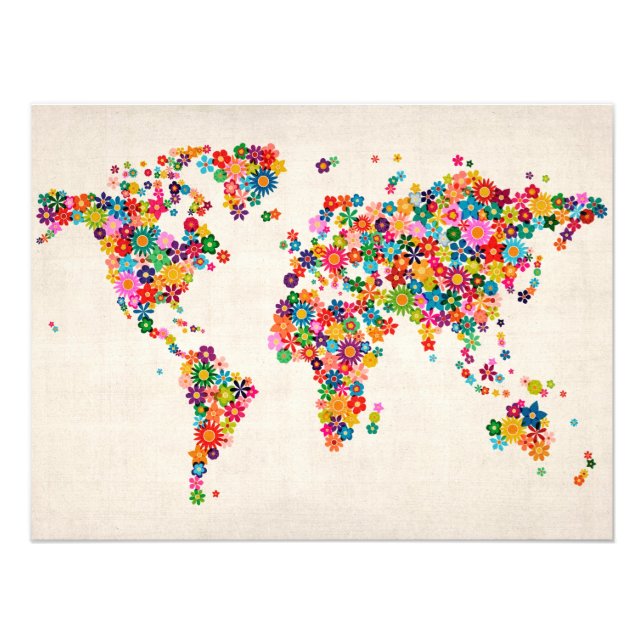 Foto Mapa das Flores do Mapa Mundial (Frente)